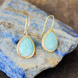 Boho Earrings, Dangle Earrings, Cute Elegant Blue Amazonite - Wild Rose Boho