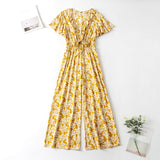 Boho Jumpsuit, Boho Romper, Cyan in Yellow