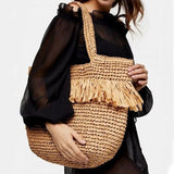 Boho Bag, Woven Straw Handbag, Savanna Tote - Wild Rose Boho