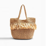 Boho Bag, Woven Straw Handbag, Savanna Tote - Wild Rose Boho