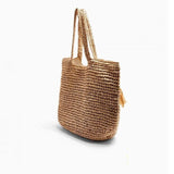 Boho Bag, Woven Straw Handbag, Savanna Tote - Wild Rose Boho