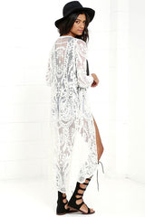 Beach Robe, Cover Up, Natalie in White Lace - Wild Rose Boho