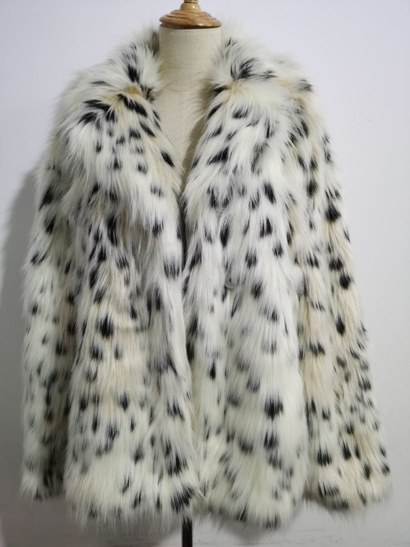 Boho Winter Coat, Fur Coat, Faux Fox Fur, Leopard Short White Show - Wild Rose Boho
