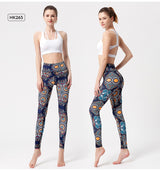 Yoga Legging, Yoga Pants, Boho Legging, Tight with Pocket Forrest in Blue Gold Flower