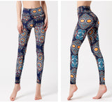 Yoga Legging, Yoga Pants, Boho Legging, Tight with Pocket Forrest in Blue Gold Flower