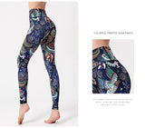 Yoga Legging, Yoga Pants, Boho Legging, Tight with Pocket Forrest in Blue Green Bird