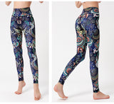 Yoga Legging, Yoga Pants, Boho Legging, Tight with Pocket Forrest in Blue Green Bird