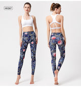 Yoga Legging, Yoga Pants, Boho Legging, Tight with Pocket Forrest in Vintage Flower