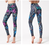 Yoga Legging, Yoga Pants, Boho Legging, Tight with Pocket Forrest in Rose Red Flower