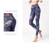 Yoga Legging, Yoga Pants, Boho Legging, Tight with Pocket Forrest in Deep Blue Bird