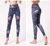 Yoga Legging, Yoga Pants, Boho Legging, Tight with Pocket Forrest in Deep Blue Bird