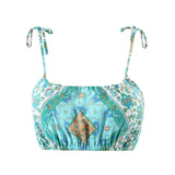 Boho 2 Piece Set, Matching Crop Top and Skirt, Oceane Square Mint - Wild Rose Boho