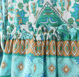 Boho 2 Piece Set, Matching Crop Top and Skirt, Oceane Square Mint - Wild Rose Boho