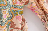Boho Robe, Short Kimono Robe, Sweet Vintage Pink Flower - Wild Rose Boho