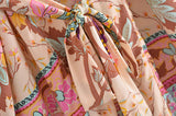 Boho Robe, Short Kimono Robe, Sweet Vintage Pink Flower - Wild Rose Boho