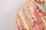 Boho Robe, Short Kimono Robe, Sweet Vintage Pink Flower - Wild Rose Boho