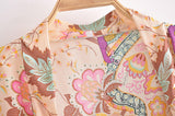 Boho Robe, Short Kimono Robe, Sweet Vintage Pink Flower - Wild Rose Boho