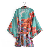 Boho Robe, Kimono Robe, Moon Light in Green - Wild Rose Boho