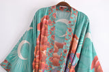Boho Robe, Kimono Robe, Moon Light in Green - Wild Rose Boho