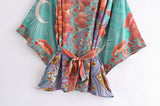 Boho Robe, Kimono Robe, Moon Light in Green - Wild Rose Boho