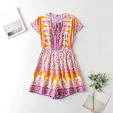 Boho Jumpsuit, Romper, Playsuit, Pink Little Flower - Wild Rose Boho