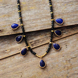 Boho Necklace, Adele Labradorite Teardrop Pendant Necklace