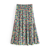 Boho Skirt, Midi Skirt, Camila Flower in Green - Wild Rose Boho