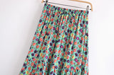 Boho Skirt, Midi Skirt, Camila Flower in Green - Wild Rose Boho