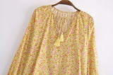 Boho Blouse, Yellow Sunshine Flower - Wild Rose Boho