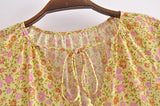 Boho Blouse, Yellow Sunshine Flower - Wild Rose Boho