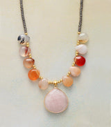 Boho Necklace, Rose Quartz Pendant Necklace