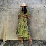 Beach Dress, Maxi Boho Dress, Kaftan Dress, Jose Tie Dry in Green - Wild Rose Boho