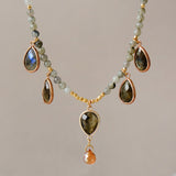 Boho Necklace, Labradorite, Rhinestone