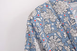 Boho Robe, Short Kimono Robe, Esme Wild Flower Blue Sky - Wild Rose Boho