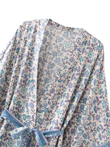 Boho Robe, Short Kimono Robe, Irma Blue Lilac - Wild Rose Boho