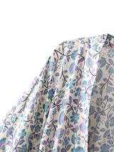 Boho Robe, Short Kimono Robe, Irma Blue Lilac - Wild Rose Boho