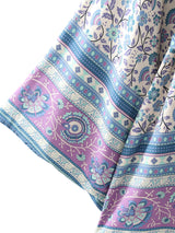 Boho Robe, Short Kimono Robe, Irma Blue Lilac - Wild Rose Boho