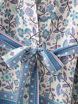 Boho Robe, Short Kimono Robe, Irma Blue Lilac - Wild Rose Boho