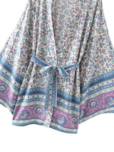 Boho Robe, Short Kimono Robe, Irma Blue Lilac - Wild Rose Boho