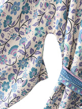 Boho Robe, Short Kimono Robe, Irma Blue Lilac - Wild Rose Boho