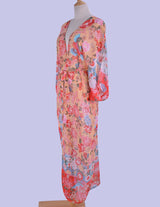 Boho Robe, Kimono Robe, Irma Peony Pigeon in Red - Wild Rose Boho