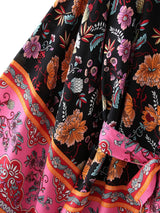 Boho Robe, Short Kimono Robe, Elliana in Black - Wild Rose Boho