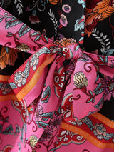 Boho Robe, Short Kimono Robe, Elliana in Black - Wild Rose Boho