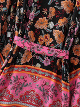 Boho Robe, Short Kimono Robe, Elliana in Black - Wild Rose Boho