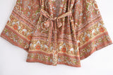Boho Robe, Short Kimono Robe, Elliana Rosita in Brown - Wild Rose Boho