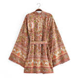 Boho Robe, Short Kimono Robe, Elliana Rosita in Brown - Wild Rose Boho