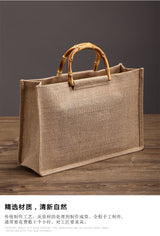 Boho Bag, Linen Jute Basket Bag, Mango