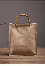 Boho Bag, Linen Jute Basket Bag, Mango