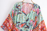 Midi Dress, Boho Dress, Kaftan Dress, Maribel Peony Green - Wild Rose Boho