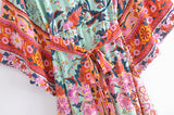 Midi Dress, Boho Dress, Kaftan Dress, Maribel Peony Green - Wild Rose Boho